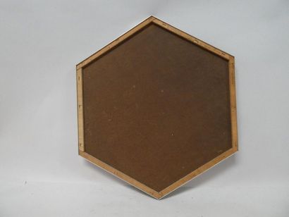 null BERNARD Yves, "Sixosphere", oil on cardboard marked behind the frame, diameter...