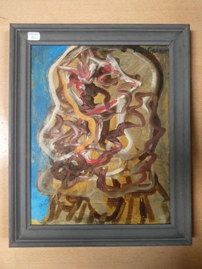 null Contemporary school, "Portrait", oil on canvas signed upper right and marked...