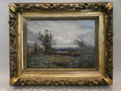 null NOIROT Emile (Roanne, 1853 - Le Bourzat, 1924), "Paysage", huile sur toile signée...
