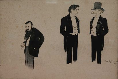 null DE LOSQUES Daniel Thouroude (1880-1915), "Paul Hervieu", caricature encadrée,...