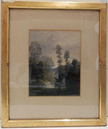 null DEVILLE Jean (Lyon 1872, ?), "Paysage", aquarelle signée en bas à gauche, 24...