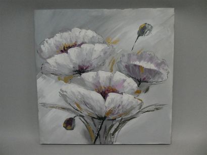 null École contemporaine, "Bouquet en fleurs", huile sur toile, 80 x 80 cm