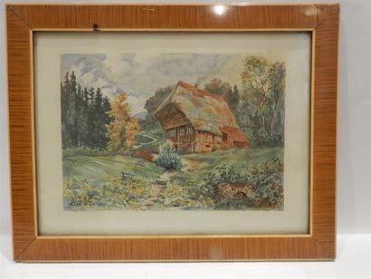 null GRILLOT A., "Paysage de montagne" aquarelle signée en bas à gauche , 27 x 36...