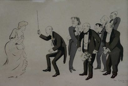 null DE LOSQUES Daniel Thouroude (1880-1915), "Bartet décoré", caricature encadrée,...