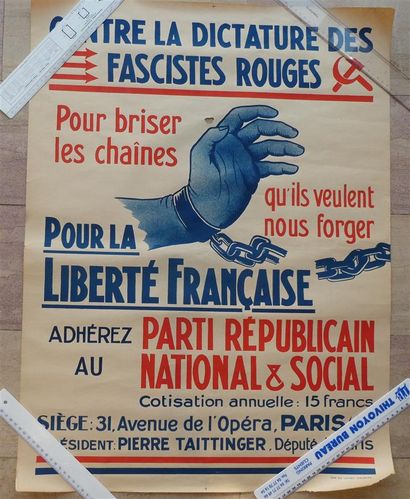null Une affiche politique 1930 du Parti républicain national et social de Pierre...