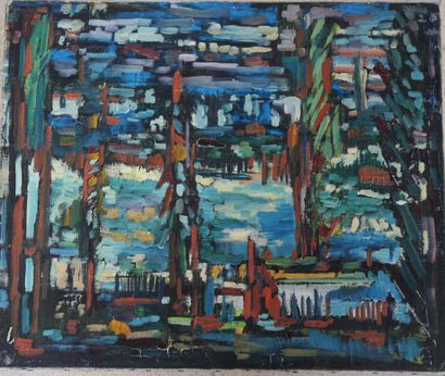 null HERAUT Jean Marcel (1920-1982), "Paysage tachiste" huile sur toile 46 x 55 (cachet...