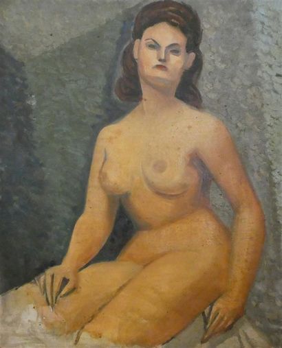null BILLON Jean (école lyonnaise du 20ème siècle), "Nu féminin", huile sur panneau...