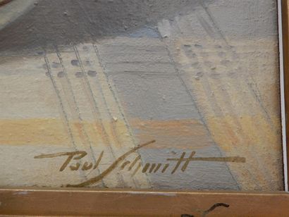 null SCHMITT Paul, "Nature morte aux pots de géranium", huile sur toile signée en...