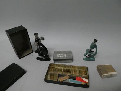 null Deux microscopes et plaques de verre dont un OPTICO Paris