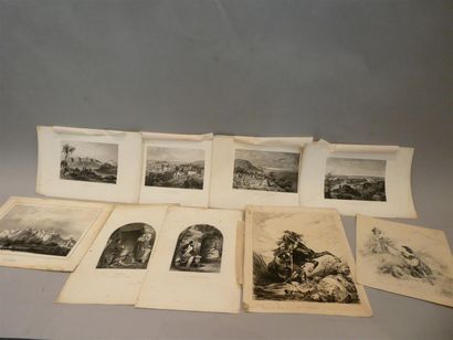 null un lot de gravures du 19ème siècle et un dessin signé en bas à gauche