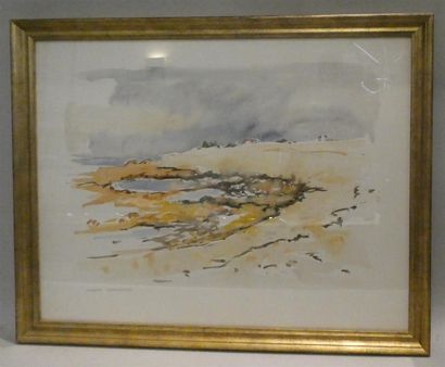 null DESGRANGES Gérard (né en 1919 à Coutances), "Bord de mer", aquarelle signée...