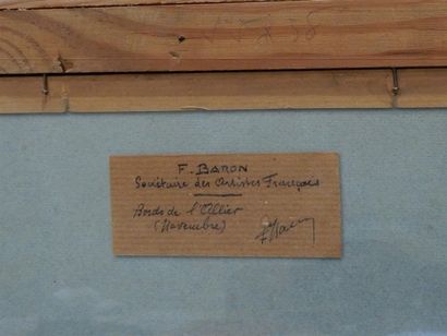 null BARON François Marius (1879-1963). "Bords de l'Allier (Novembre)". Pastel signé...