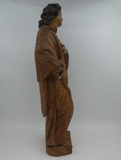 null Ecole régionale du 18ème siècle, statue en bois sculpté figurant Saint-Jean,...