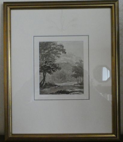 null BAGETTI Giuseppe Pietro (1764-1831) Attribué à, "Paysage", lavis encadré, 14...