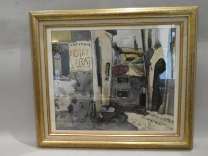 null REYNAUD Pierre (1881-1943), "Vue de Paris au temps d'Henry Garat" aquarelle...