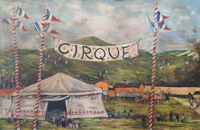 null HEUZE Edmond Amedée (1884/1967): "Cirque", Huile sur toile non signée, 65 x...