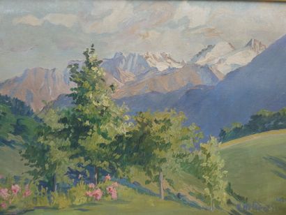 null VOLKONSKY Marie, "Paysage de montagne", huile sur toile signée et datée 1921...