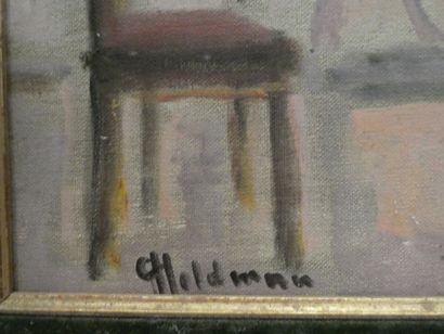 null HELDMAN ? , "Scène d'intérieur", huile sur toile signée en bas à gauche, 45...
