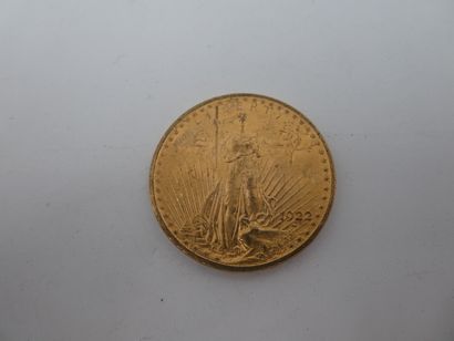null Une pièce de 20 dollars en or Eagle Liberty 1922, 33.30 gr.LOT VENDU SUR DESIGNATION...