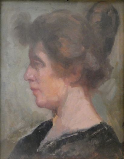 null LAMBERTON Joseph (1867-1943), "Portrait de sa femme Adrienne", huile sur panneau...