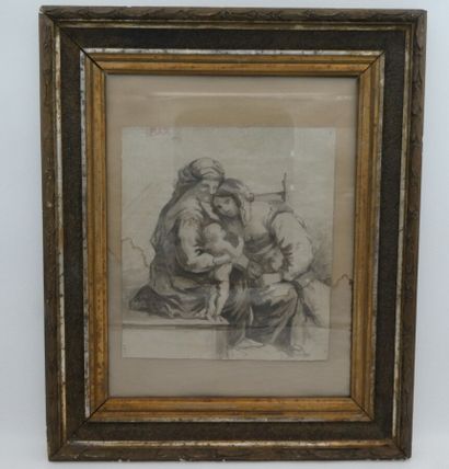 null Ecole vénitienne, "Présentation du nouveau né", lavis, 32 x 29 cm (mouillur...