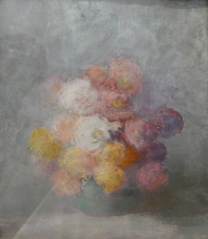 null BEAUZÉE-REYNAUD Marguerite (1894-1985) , "Bouquet de roses roses dans un vase",...