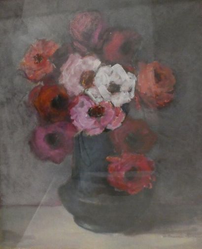 null BEAUZÉE-REYNAUD Marguerite (1894-1985) , "Bouquet d'anémones dans un vase",...