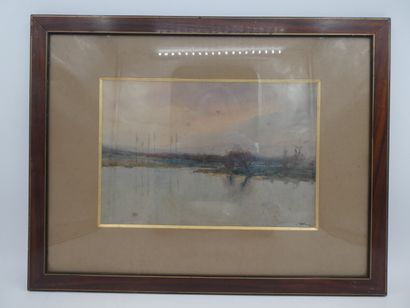null LAFAY Octave (1878-1937), "Paysage lacustre", aquarelle signée et datée 1912...
