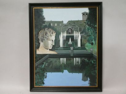 null COUDOUR Gilles (né en 1942), "Villa italienne", huile sur toile signée en bas...
