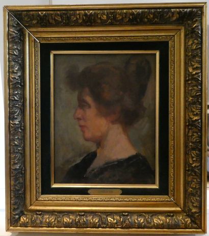 null LAMBERTON Joseph (1867-1943), "Portrait de sa femme Adrienne", huile sur panneau...
