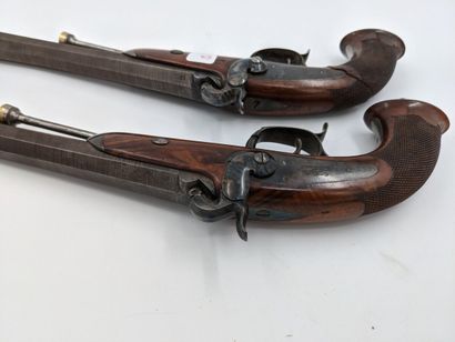 null Superbe paire de pistolets d'officier modèle 1833 second type. Platines marquées...