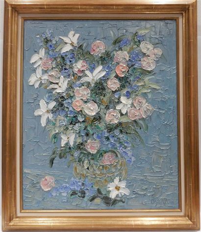 null OSTAPOFF Jacques (1946), "Bouquet de fleurs blanches" huile sur toile signée...