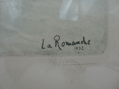 null DREVET Joanny (1889-1969), "La Romanche", aquatinte signée en bas à droite,...