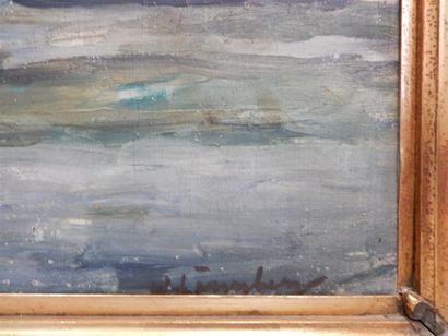 null LONNBERG William (1887-1949), "Paysage lacustre", huile sur toile signée en...