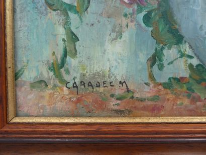 null CARADEC Marcel (1901-1998), "Les Dahlias", huile sur toile signée en bas à gauche,...