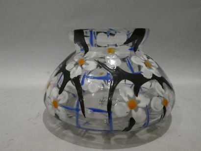 null MAZOYER Adrien (1887-1950), vase à panse renflée en verre émaillé à décor de...