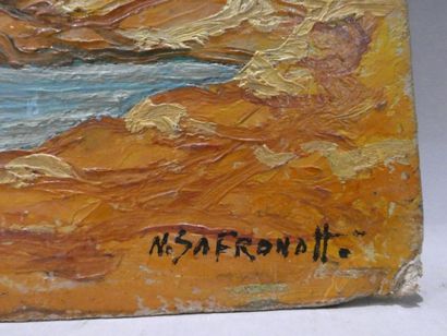 null SAFRONOFF Nicolas (XXème siècle), "Bord de mer méditerranée", huile sur carton...