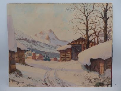 null SALANON, "Paysage de montagne", aquarelle signée en bas à gauche , 37 x 45 cm...