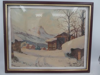 null SALANON, "Paysage de montagne", aquarelle signée en bas à gauche , 37 x 45 cm...