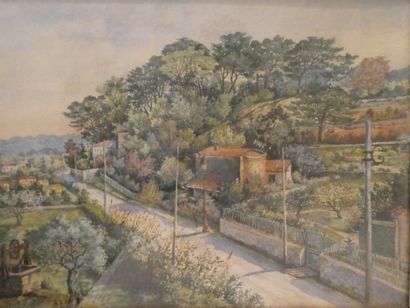 null AVRINSKI, "Paysage", aquarelle signée et datée 1925 en bas à gauche, 26 x 35...
