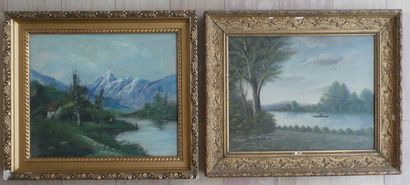 null ASTIER Paul et HENRY L., "Paysages" deux huileS sur toile signées, 46 x 55 cm...