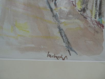 null LACHAIZE, "Rue de Thizy", pastel et aquarelle signée en bas à droite, 38 x 54...