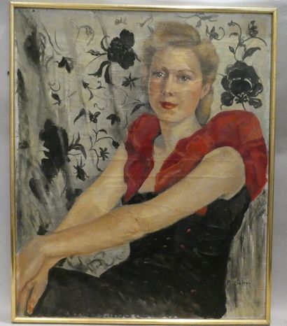 null SATRAN R., "Portrait de femme", huile sur toile signée en bas à droite, 73 x...
