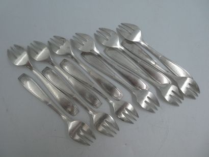 null ALFENIDE, une série de fourchettes à huître en métal argenté