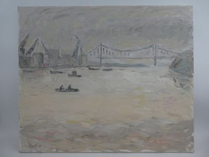 null FARJOT Jean, "Le Pont d'Aquitaine", huile sur toile signée en bas à gauche 46...