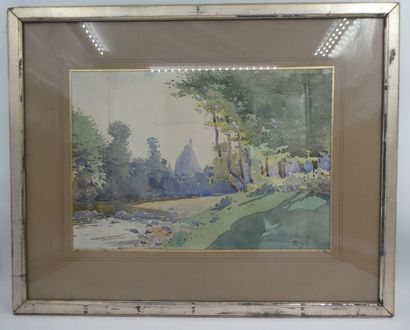 null Ecole française, "Le Puy", aquarelle signée et datée 1909 en bas à droite, 29...