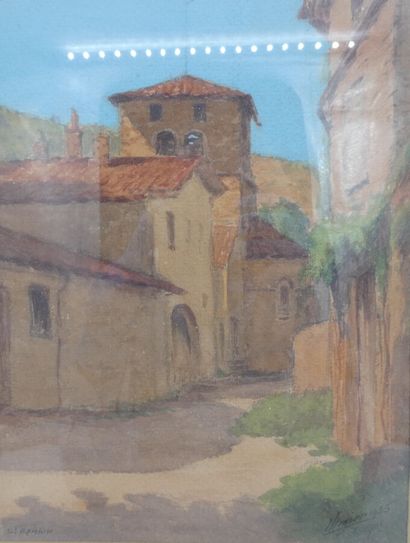 null H. LIGIER, "Paysage de Saint-Romain", 1925, aquarelle sur papier signée et datée...