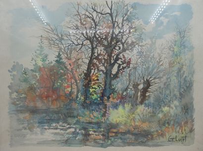 null LUCET Georges (né en 1933), "Paysage d'automne", aquarelle, signée en bas à...