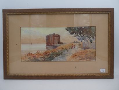 null ROBERT, "Saint-Honora iles de Lerins", aquarelle signée en bas à droite, 15...