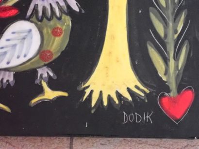 null DODIK (Dodik Jégou dit, Né en 1934), série de 7 panneaux de 3 carreaux de faïence...